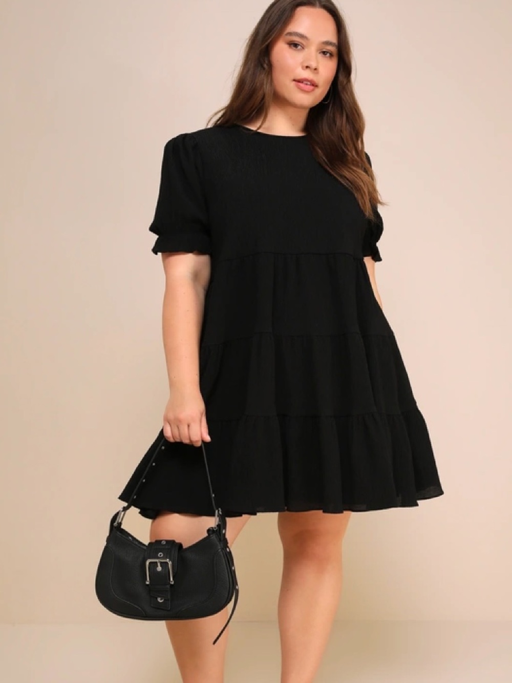 Lulus Favorite Day Black Puff Sleeve Tiered Mini Dress